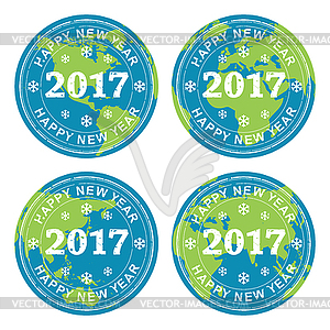 Collection of happy new year 2017 rubber stamps on - vector clipart