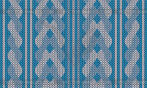 Seamless knitted pattern, blue winter decoration - vector clipart