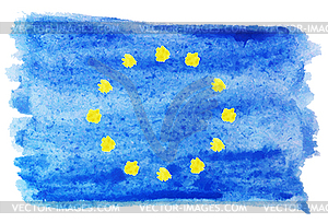 Акварель флаг Европейского союза - векторное изображение клипарта