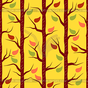 Fall trees with colorful leaves. seamless pattern - vector clipart