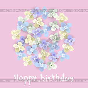 Birthday greeting card with floral ornament - vector clip art