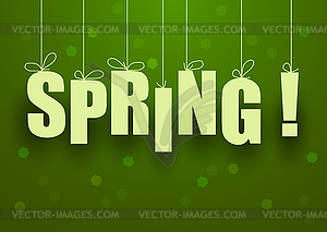 Green spring background with spring lettering - vector clip art