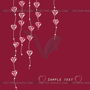 Jewellery background with diamond-shaped beads - vector image