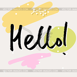 Handwritten brush lettering, hello word - vector image