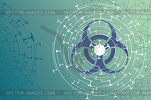 Corona virus biohazard sign on green background - vector EPS clipart