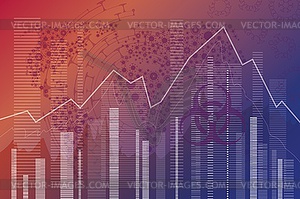 World virus outbreak trends and charts background - vector clip art