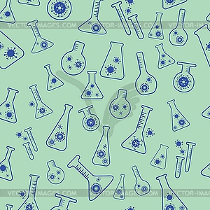 Lab flask glass seamless medical pattern - vector image