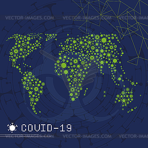 Карта мира, свободная от концепции вируса - изображение в векторном виде