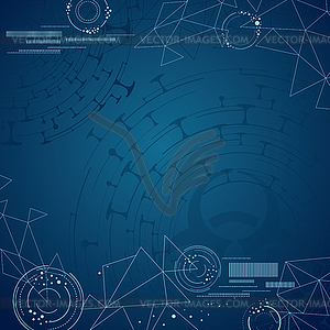 Abstract blue tech background with biohazard sign - vector image