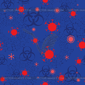 Corona Virus Outbreak Red and Blue Pattern - royalty-free vector image