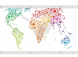 World map made of virus shape silhouettes - vector clip art