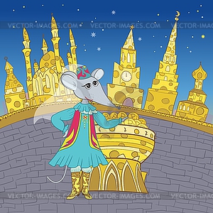 Funny Tatar Muslim Mouse Sketc - vector clipart