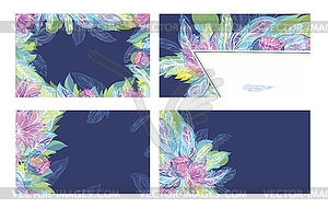 Feather Tribal Boho Ornament Cards Template - royalty-free vector clipart