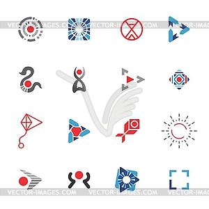 Logo Template Red and Blue Icons Set - vector image