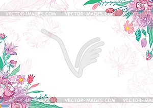 Card with Spring Floral Corners - vector image