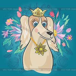 Royal Dog with Flower Bouquet - vector image