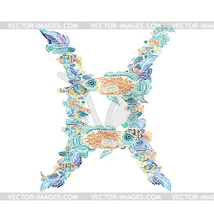 Pisces Zodiac Sign - color vector clipart