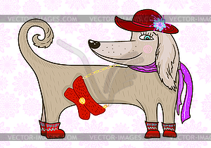Модная Мультяшная Забавная Собака - векторный клипарт EPS