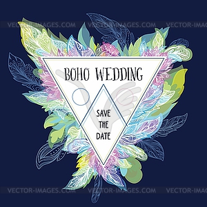 Boho Wedding Card Template - vector clipart