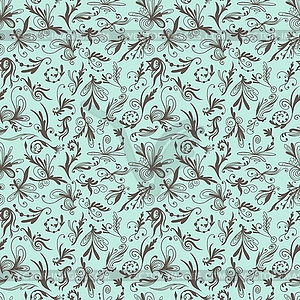 Mint and Brown Vintage Swirl Pattern - vector clipart