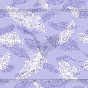 Romantic elegant sketch outline feather pattern - vector image