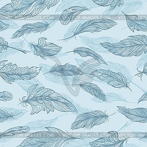 Romantic elegant sketch outline feather pattern - vector clipart