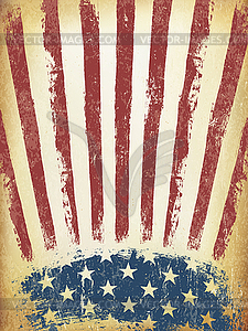 Grunge Aged American Flag Background. Template - vector clipart