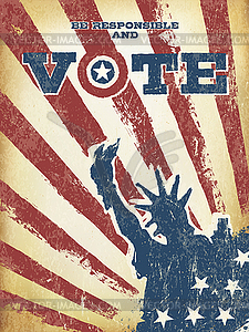 Be responsible and Vote! On USA map. Vintage - vector clipart