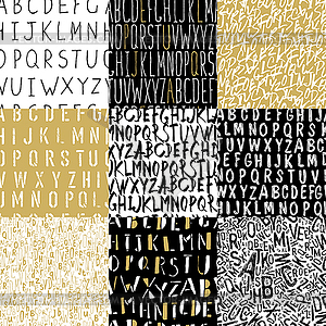 Different Alphabets Seamless Patterns Collection - vector image