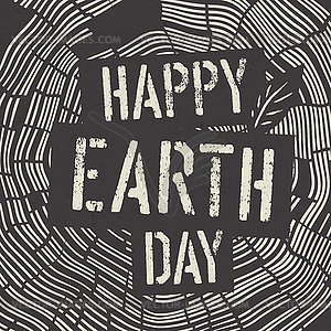 Счастливый Логотип День Земли на годичным кольцам фоне. - векторный клипарт / векторное изображение