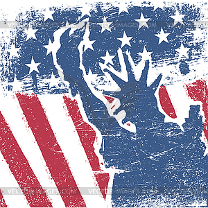 American flag and liberty statue silhouette grunge - royalty-free vector image