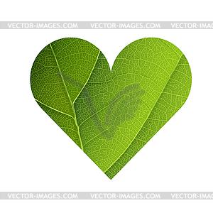Зеленый жилок листа текстуры в форме сердца. день Земли - векторный клипарт / векторное изображение