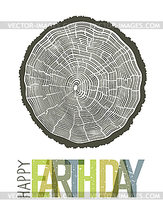 Happy Earth Day Design Concept. Tree rings symbolic - vector clip art