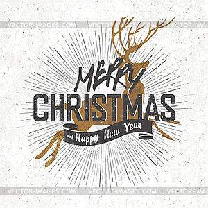 Merry Christmas Vintage Monochrome Lettering with - vector clipart