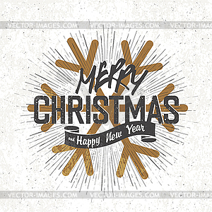 Merry Christmas Vintage Monochrome Lettering with - vector clipart