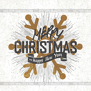 Merry Christmas Vintage Monochrome Lettering with - vector clip art