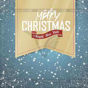 Merry Christmas Card. Falling Snow and Stars with - royalty-free vector clipart