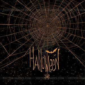 Halloween themed background with spider web and text - vector clipart