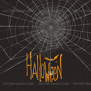 Halloween themed background with spider web and text - vector EPS clipart