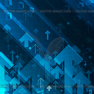 Business graph and arrows on blue abstract - vector clipart