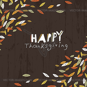 Happy Thanksgiving logotype. Leaf Cut Letters. For - vector image