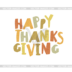 Happy Thanksgiving logotype. Leaf Cut Letters. For - vector clip art