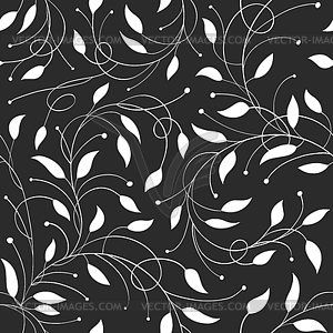 Seamless Floral Monochrome Pattern - vector image