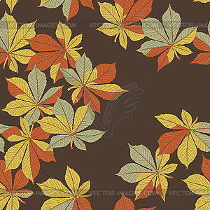 Fallen chestnut leaves. Autumn orange leaves - vector clipart