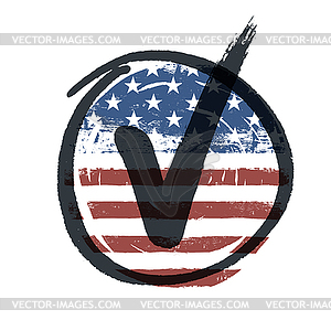 Grunge american flag themed button american flag. - vector clipart