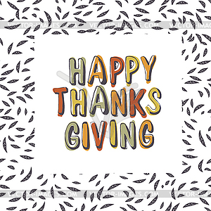 Happy Thanksgiving typography on leaves seamless - vector image