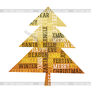 Christmas Tree gold foil. Happy Merry Christmas - vector clip art