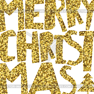 Happy Merry Christmas. Golden glittering - vector clipart