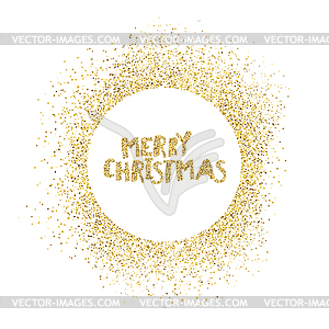 Merry Chruistmas postcard. Gold sparkles - vector image