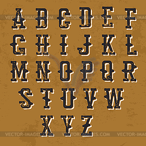 Vintage Grunge alphabet. Decorative display font. - vector clipart